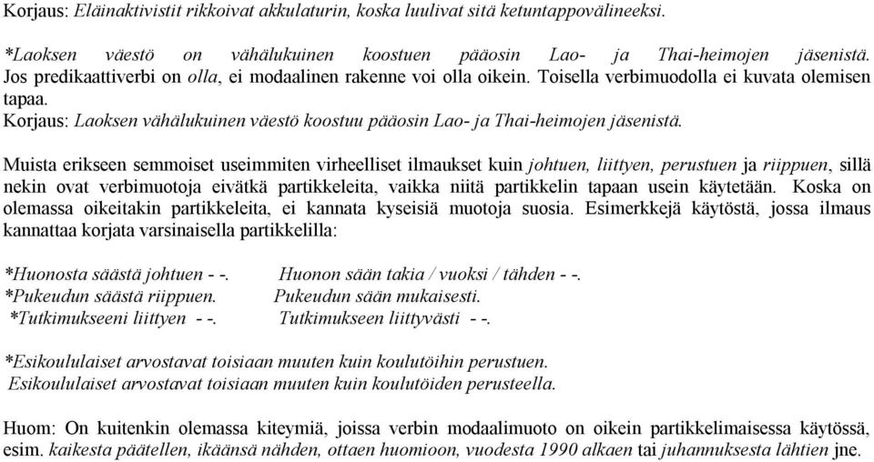 Korjaus: Laoksen vähälukuinen väestö koostuu pääosin Lao- ja Thai-heimojen jäsenistä.