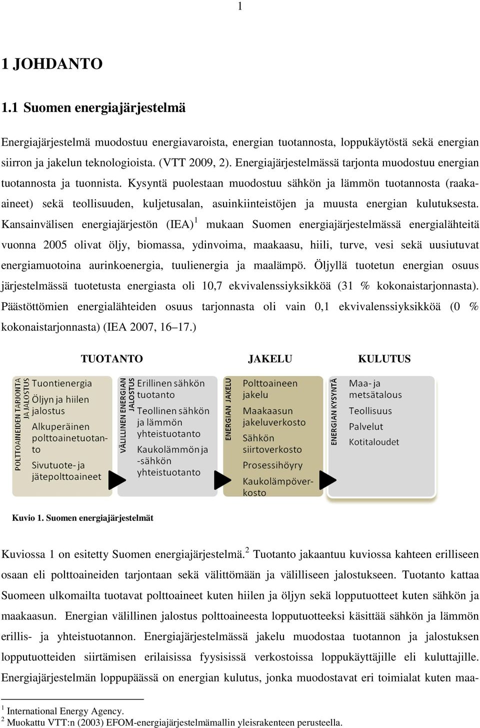 Kysyntä puolestaan muodostuu sähkön ja lämmön tuotannosta (raakaaineet) sekä teollisuuden, kuljetusalan, asuinkiinteistöjen ja muusta energian kulutuksesta.