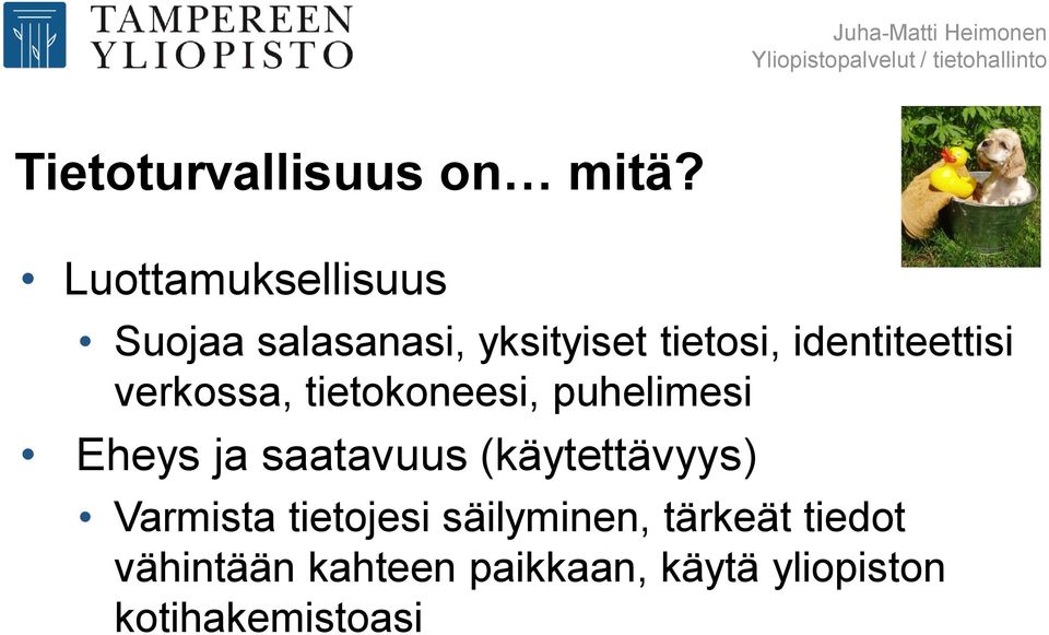 identiteettisi verkossa, tietokoneesi, puhelimesi Eheys ja saatavuus