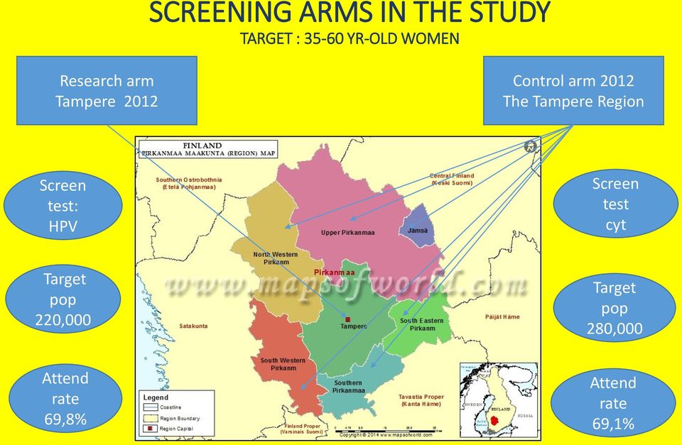 Region Screen test: HPV Screen test cyt Target pop