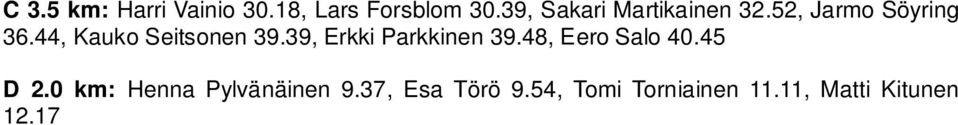 44, Kauko Seitsonen 39.39, Erkki Parkkinen 39.48, Eero Salo 40.