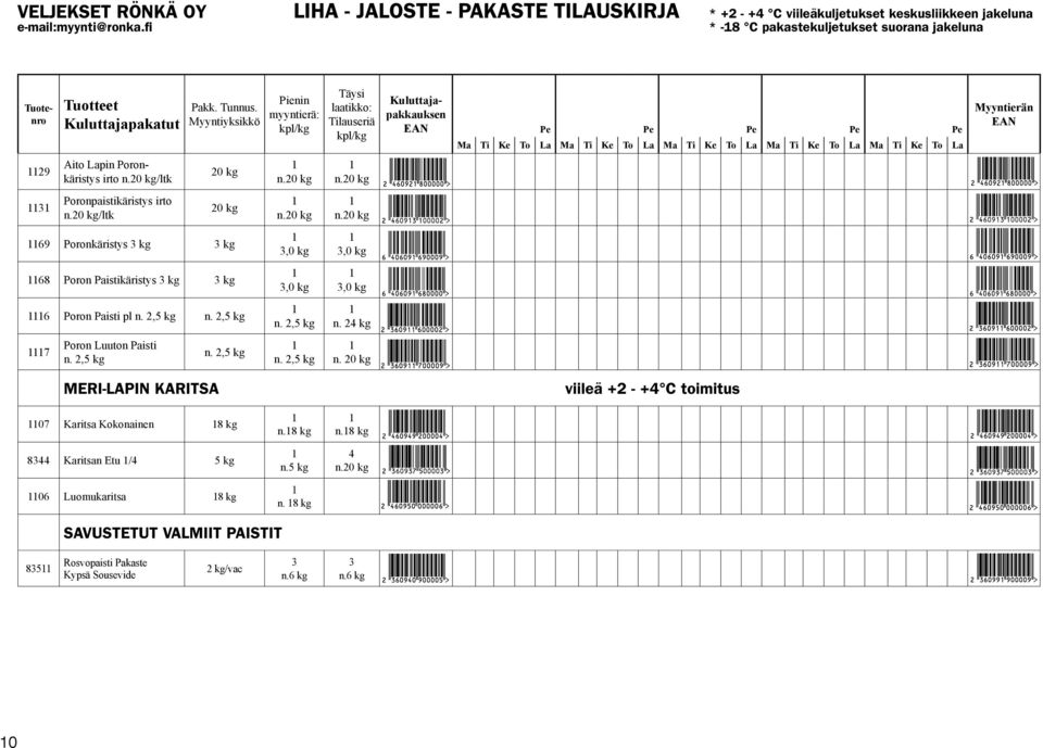 2,5 kg 7 Poron Luuton Paisti n. 2,5 kg MERI-LAPIN KARITSA n. 2,5 kg,0 kg,0 kg n. 2,5 kg n. 2,5 kg,0 kg,0 kg n. 2 kg n.