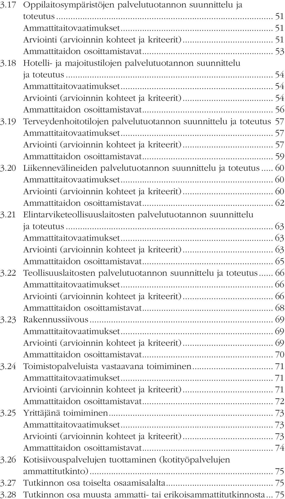 19 Terveydenhoitotilojen palvelutuotannon suunnittelu ja toteutus 57 Ammattitaitovaatimukset... 57 Arviointi (arvioinnin kohteet ja kriteerit)... 57 Ammattitaidon osoittamistavat... 59 3.