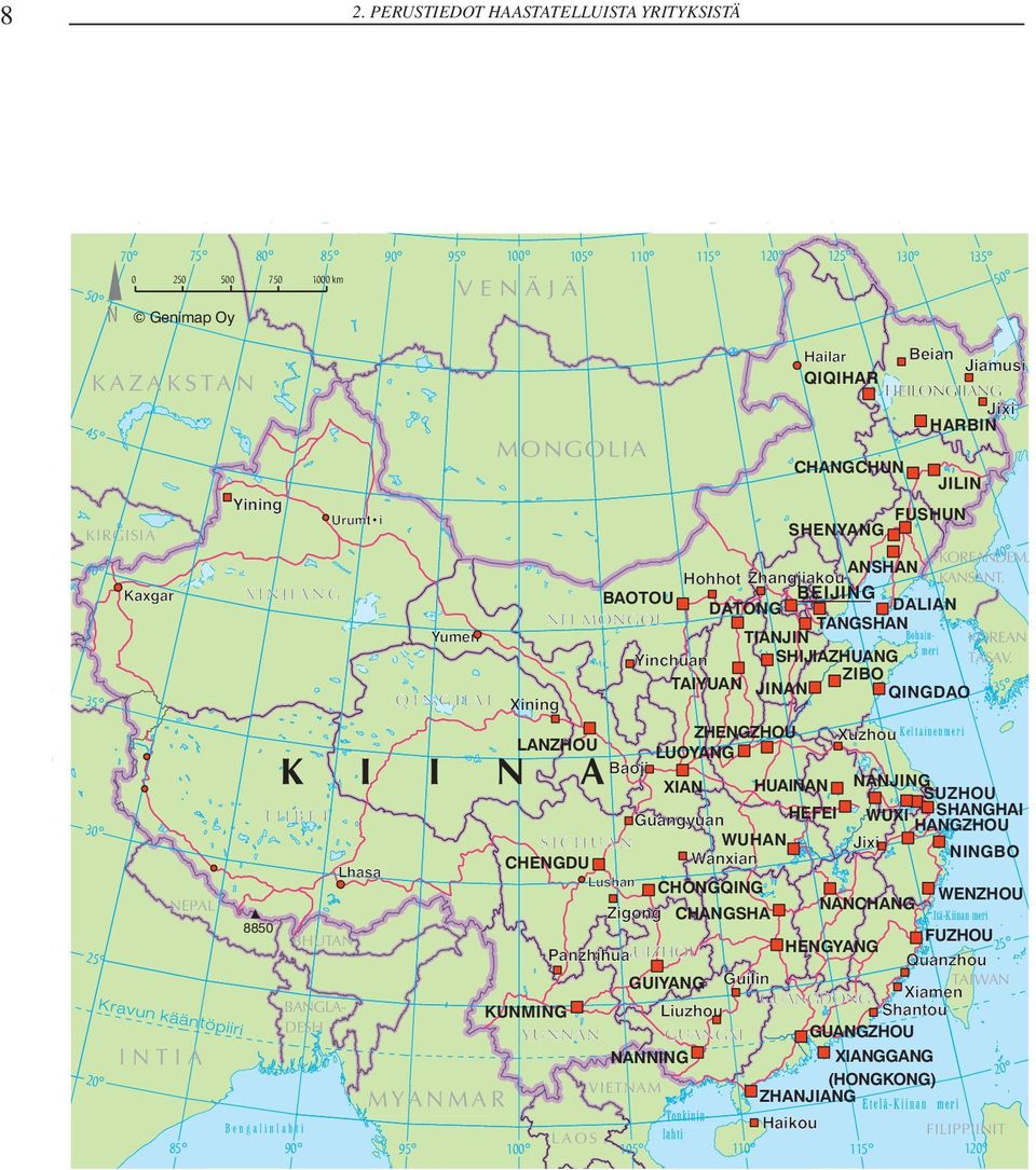 NEPAL CHONGQING 25 BHUTAN n kää n tö p iir i BANGLADESH KUNMING YUNNAN INTIA 20 Bengalinlahti 90 95 Guilin GUANGDONG Liuzhou GUANGXI NANNING VIETNAM MYANMAR 85 HENGYANG GUIZHOU Panzhihua GUIYANG K ra