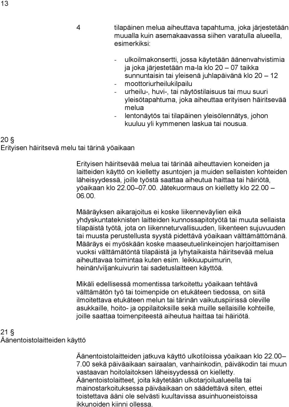 huvi-, tai näytöstilaisuus tai muu suuri yleisötapahtuma, joka aiheuttaa erityisen häiritsevää melua - lentonäytös tai tilapäinen yleisölennätys, johon kuuluu yli kymmenen laskua tai nousua.