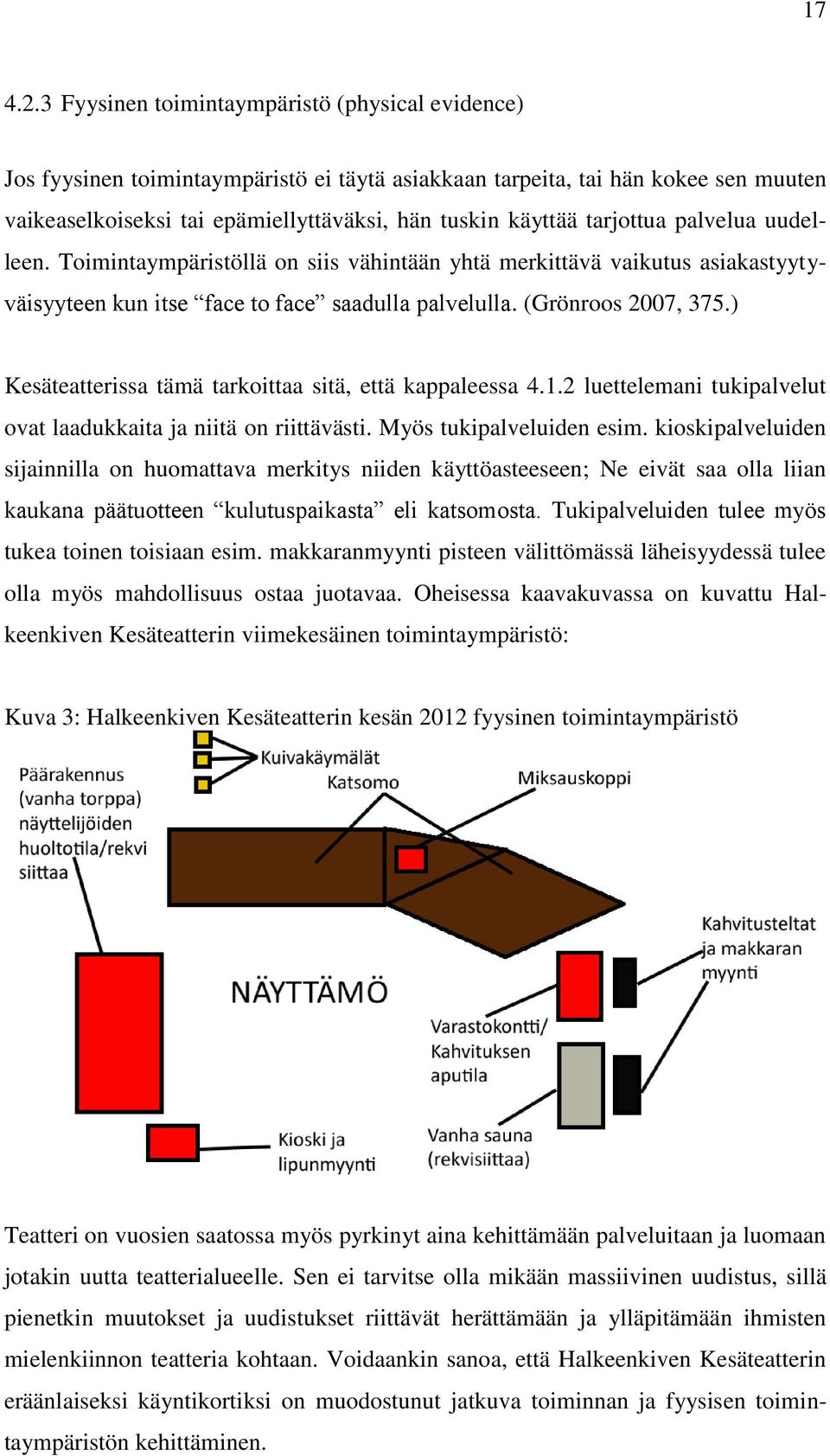 tarjottua palvelua uudelleen. Toimintaympäristöllä on siis vähintään yhtä merkittävä vaikutus asiakastyytyväisyyteen kun itse face to face saadulla palvelulla. (Grönroos 2007, 375.