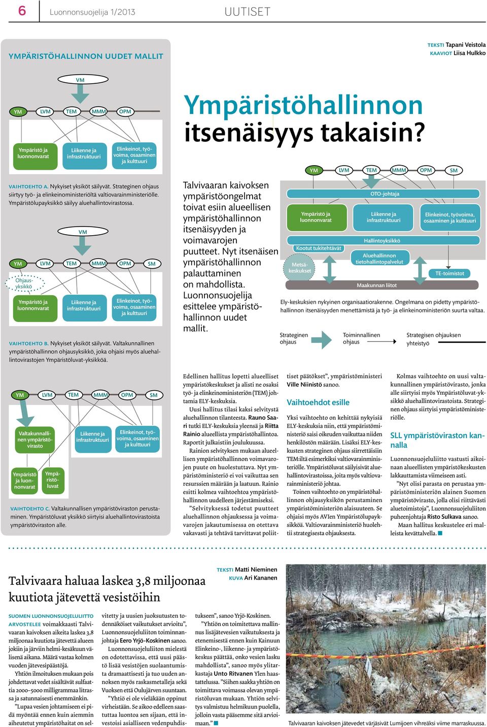 Strateginen ohjaus siirtyy työ- ja elinkeinoministeriöltä valtiovarainministeriölle. Ympäristölupayksikkö säilyy aluehallintovirastossa.