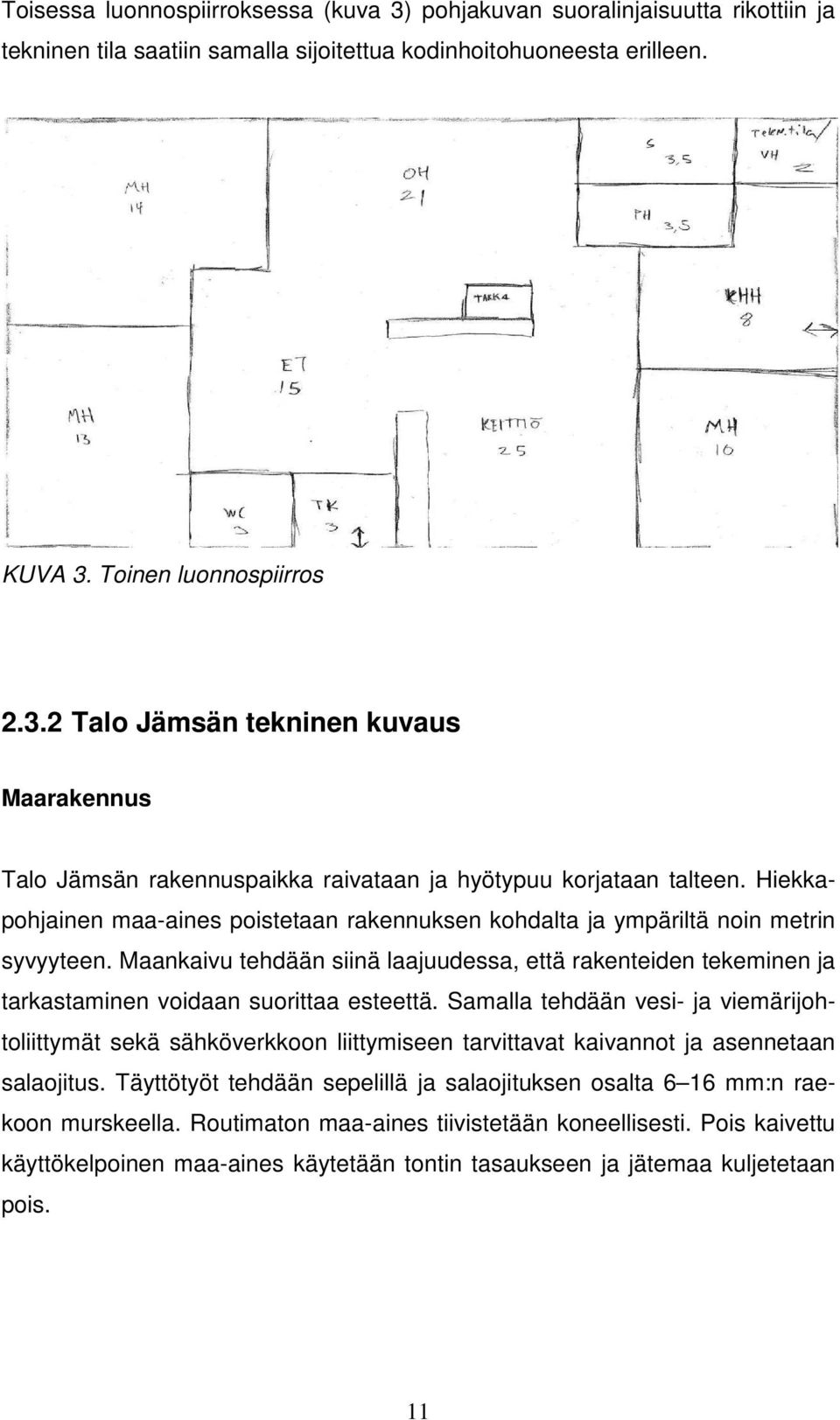 Maankaivu tehdään siinä laajuudessa, että rakenteiden tekeminen ja tarkastaminen voidaan suorittaa esteettä.