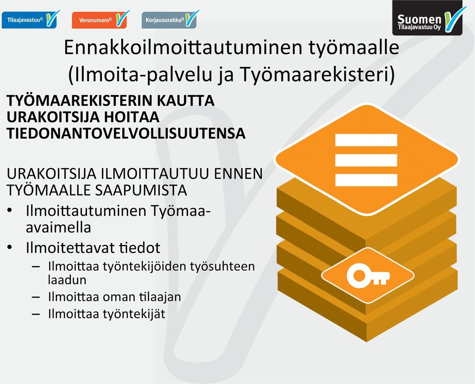 ENNEN TYÖMAALLE SAAPUMISTA Ilmoi@autuminen Työmaa- avaimella Ilmoite@avat