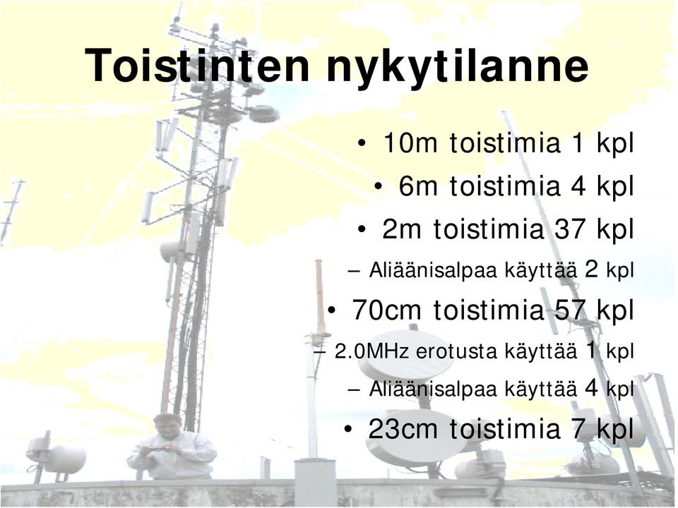 käyttää 2 kpl 70cm toistimia 57 kpl 2.