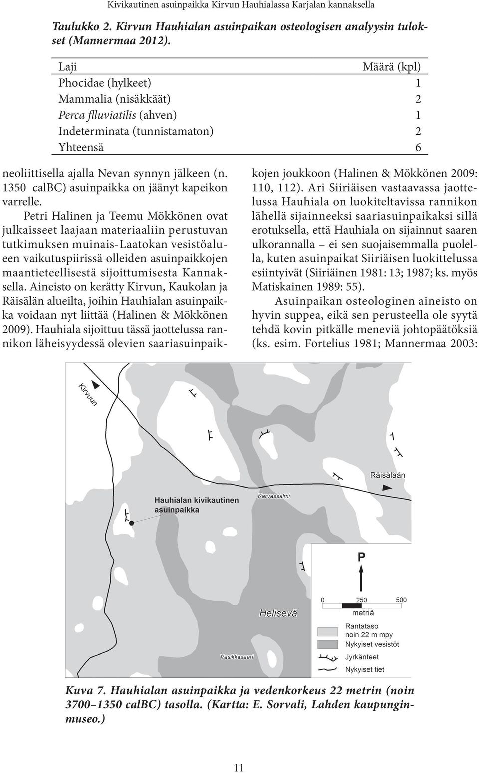 1350 calbc) asuinpaikka on jäänyt kapeikon varrelle.