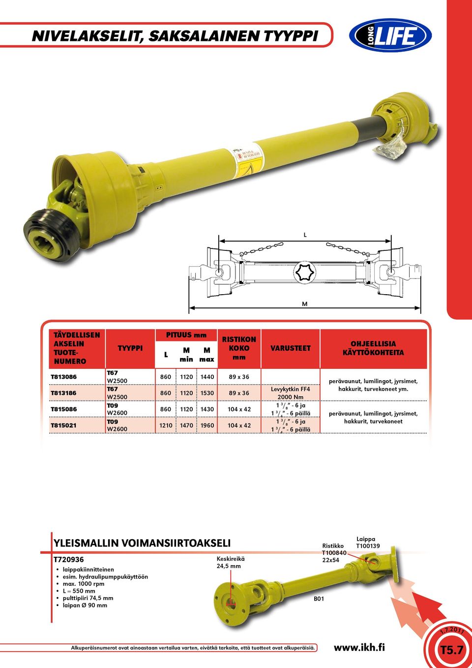 2000 Nm ja päillä perävaunut, lumilingot, jyrsimet, ja hakkurit, turvekoneet päillä YEIMIN VOIMNIIRTOKEI T720936 laippakiinnitteinen esim. hydraulipumppukäyttöön max.