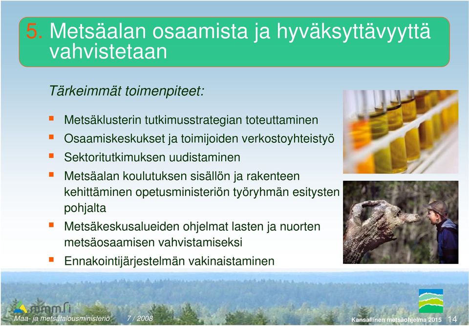 koulutuksen sisällön ja rakenteen kehittäminen opetusministeriön työryhmän esitysten pohjalta Metsäkeskusalueiden