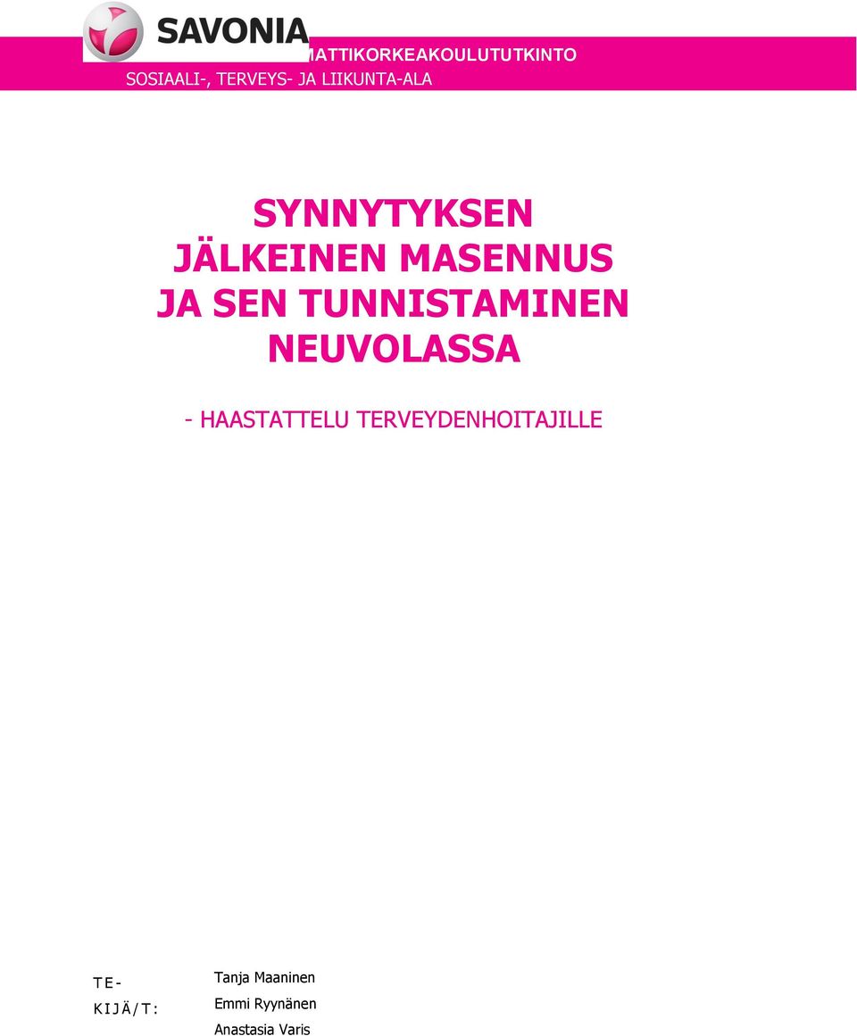 SEN TUNNISTAMINEN NEUVOLASSA - HAASTATTELU