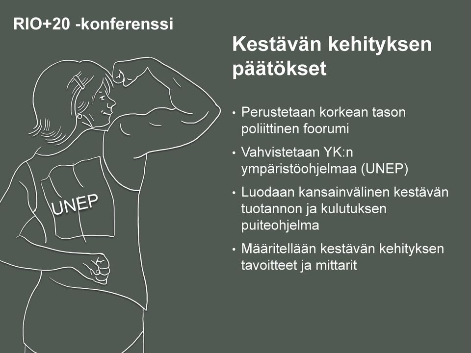 ympäristöohjelmaa (UNEP) Luodaan kansainvälinen kestävän