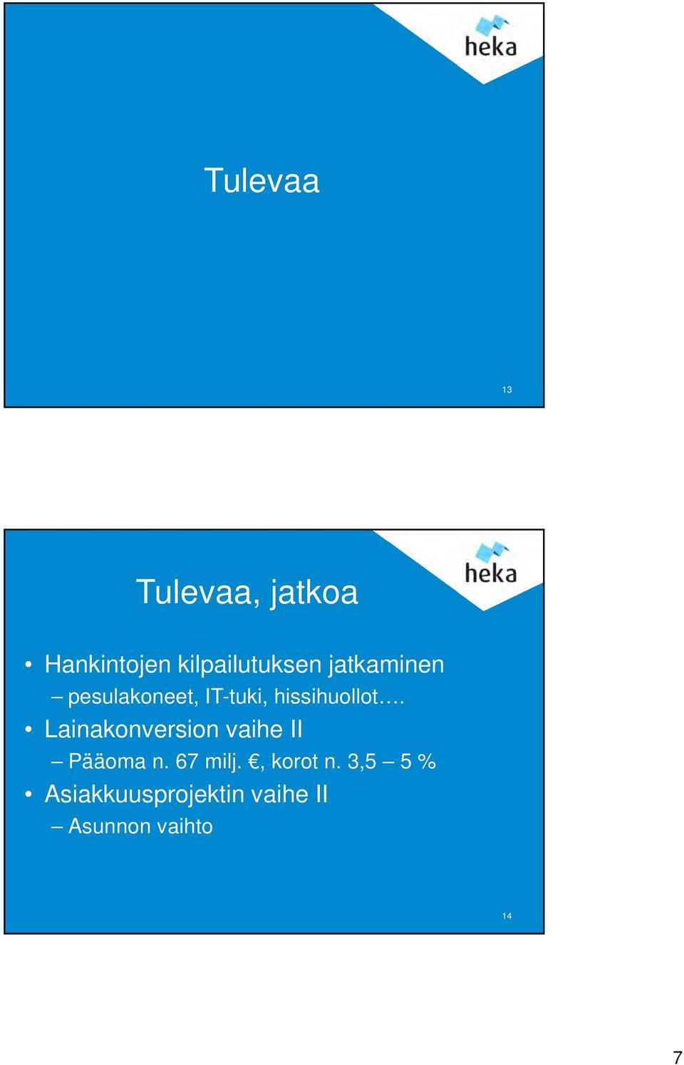 hissihuollot. Lainakonversion vaihe II Pääoma n.