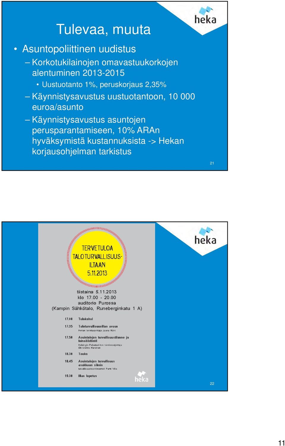 uustuotantoon, 10 000 euroa/asunto Käynnistysavustus asuntojen