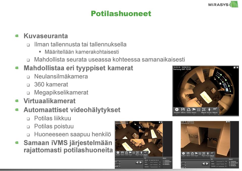 Neulansilmäkamera 360 kamerat Megapikselikamerat Virtuaalikamerat Automaattiset videohälytykset