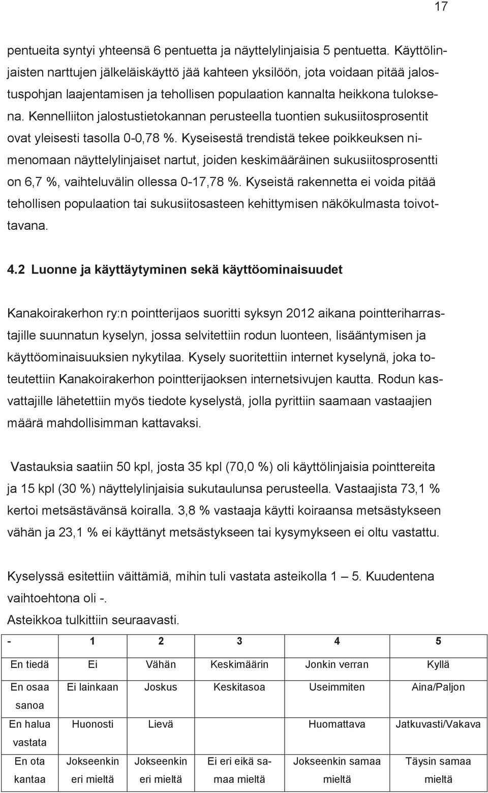 Kennelliiton jalostustietokannan perusteella tuontien sukusiitosprosentit ovat yleisesti tasolla 0-0,78 %.