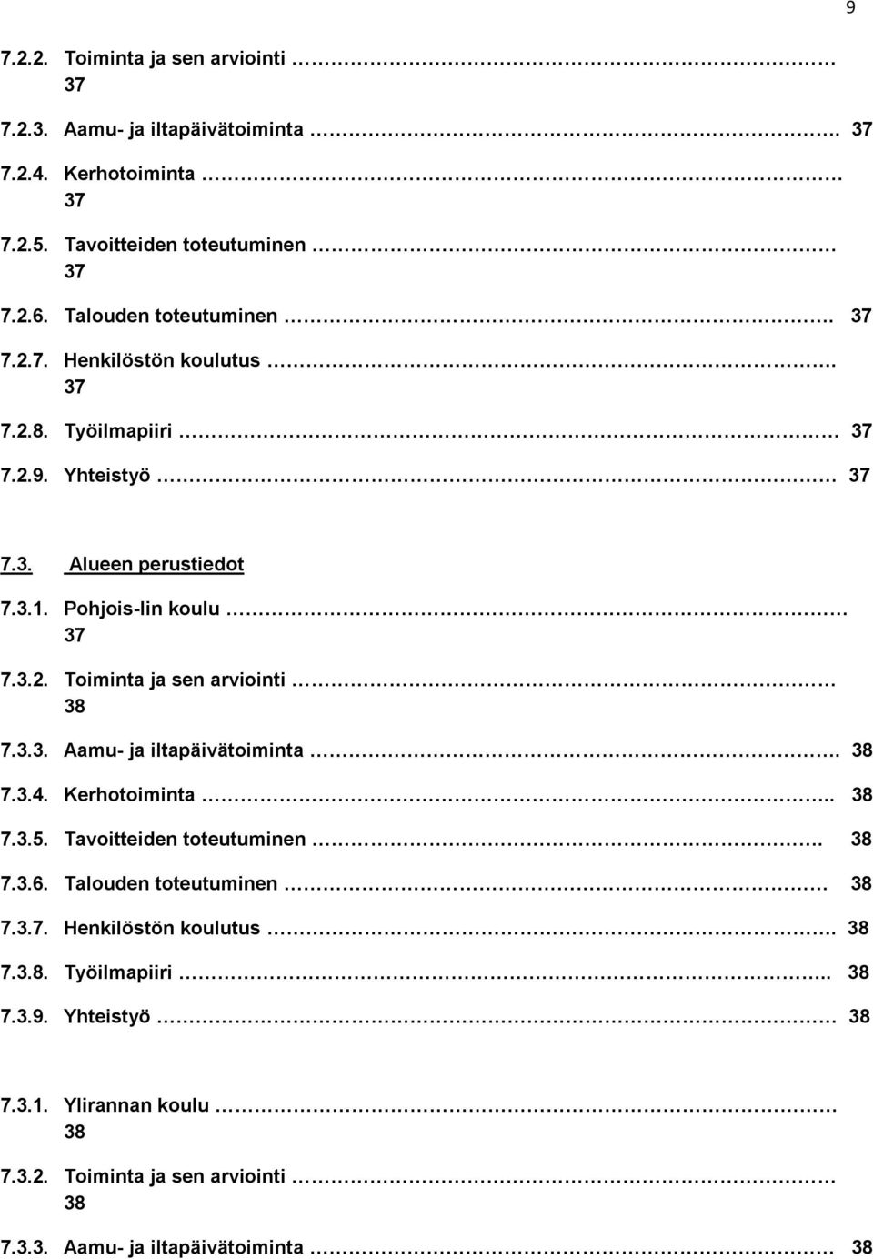 3.3. Aamu- ja iltapäivätoiminta. 38 7.3.4. Kerhotoiminta.. 38 7.3.5. Tavoitteiden toteutuminen. 38 7.3.6. Talouden toteutuminen 38 7.3.7. Henkilöstön koulutus.