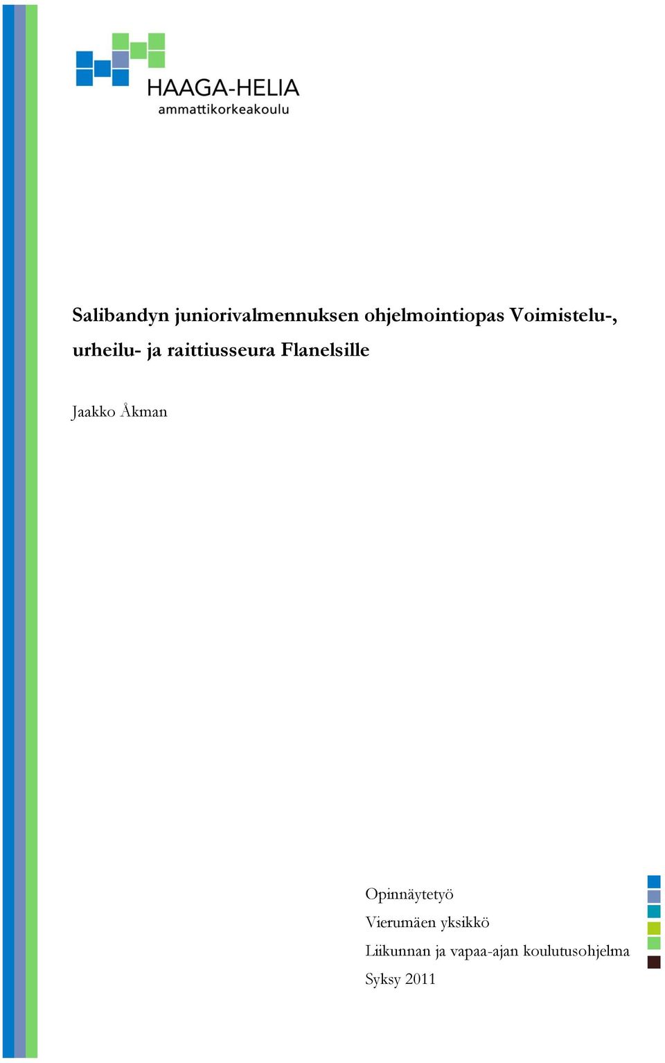 Flanelsille Jaakko Åkman Opinnäytetyö Vierumäen