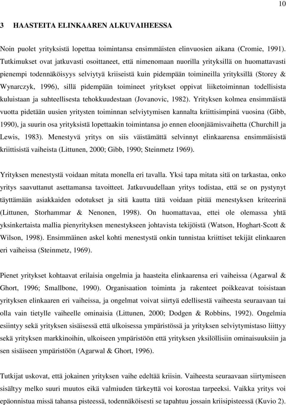 1996), sillä pidempään toimineet yritykset oppivat liiketoiminnan todellisista kuluistaan ja suhteellisesta tehokkuudestaan (Jovanovic, 1982).