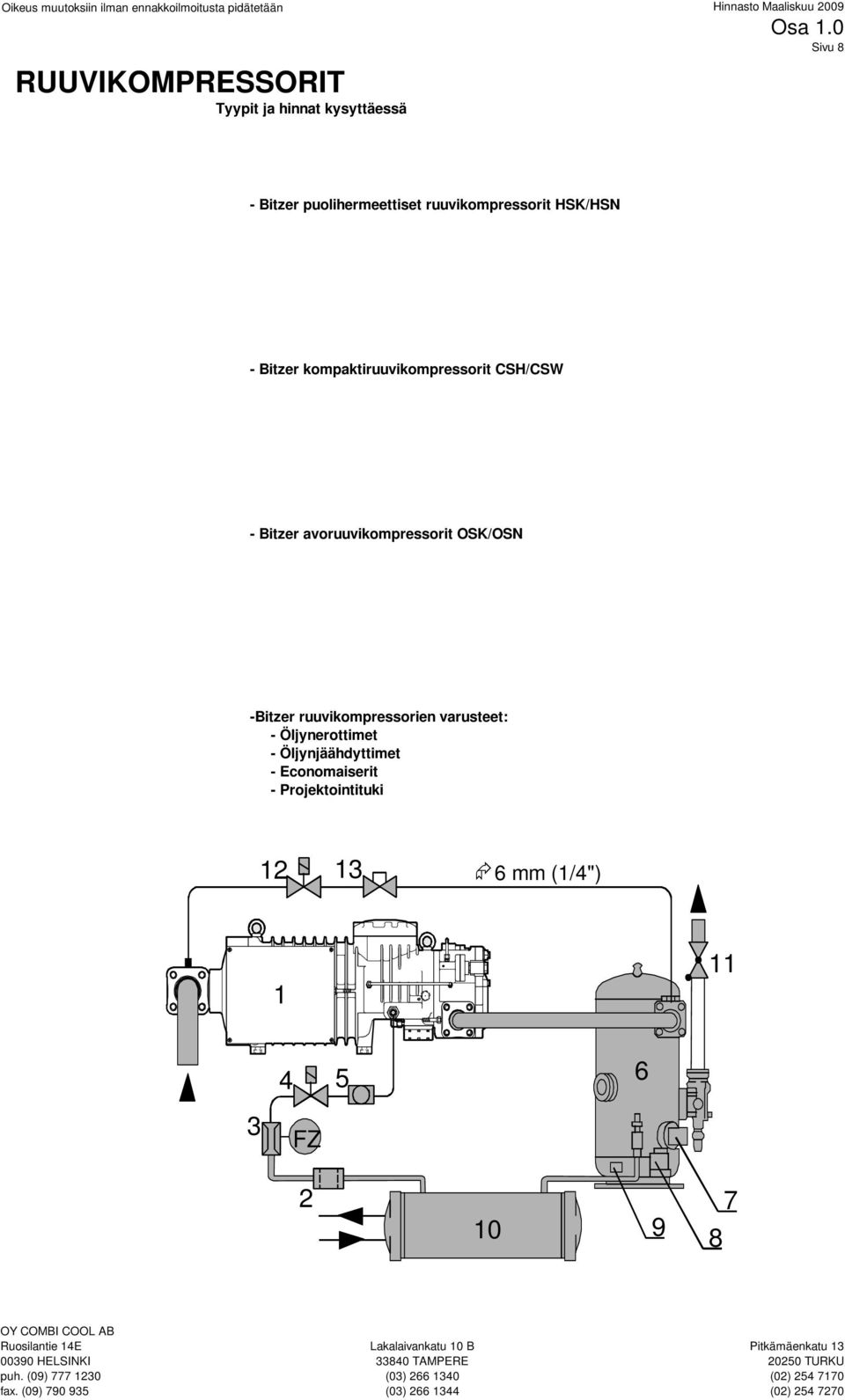 ruuvikompressorit HSK/HSN - Bitzer kompaktiruuvikompressorit CSH/CSW - Bitzer