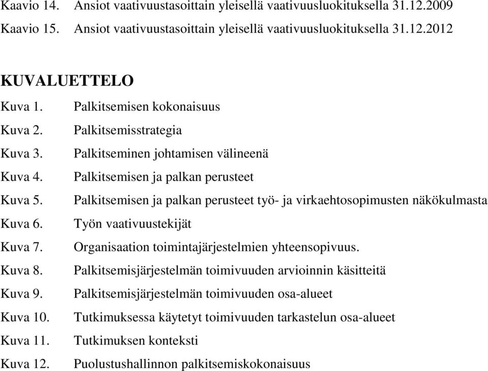 Palkitsemisen ja palkan perusteet työ- ja virkaehtosopimusten näkökulmasta Kuva 6. Työn vaativuustekijät Kuva 7. Organisaation toimintajärjestelmien yhteensopivuus. Kuva 8.