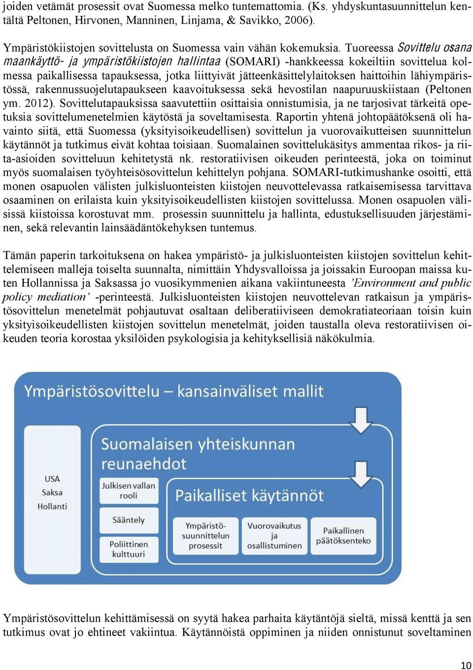 Tuoreessa Sovittelu osana maankäyttö- ja ympäristökiistojen hallintaa (SOMARI) -hankkeessa kokeiltiin sovittelua kolmessa paikallisessa tapauksessa, jotka liittyivät jätteenkäsittelylaitoksen