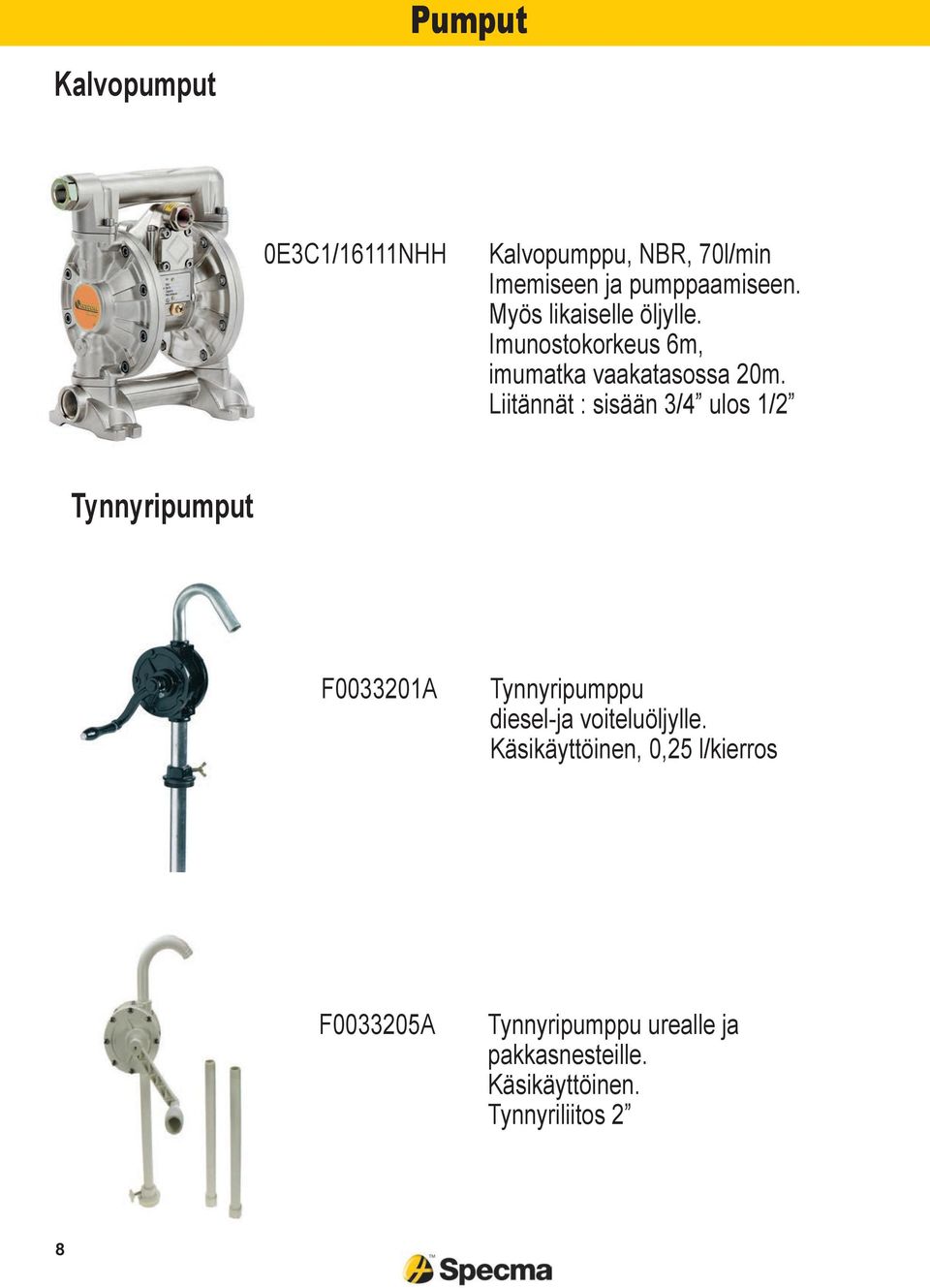 Liitännät : sisään 3/4 ulos 1/2 Tynnyripumput F0033201A Tynnyripumppu diesel-ja