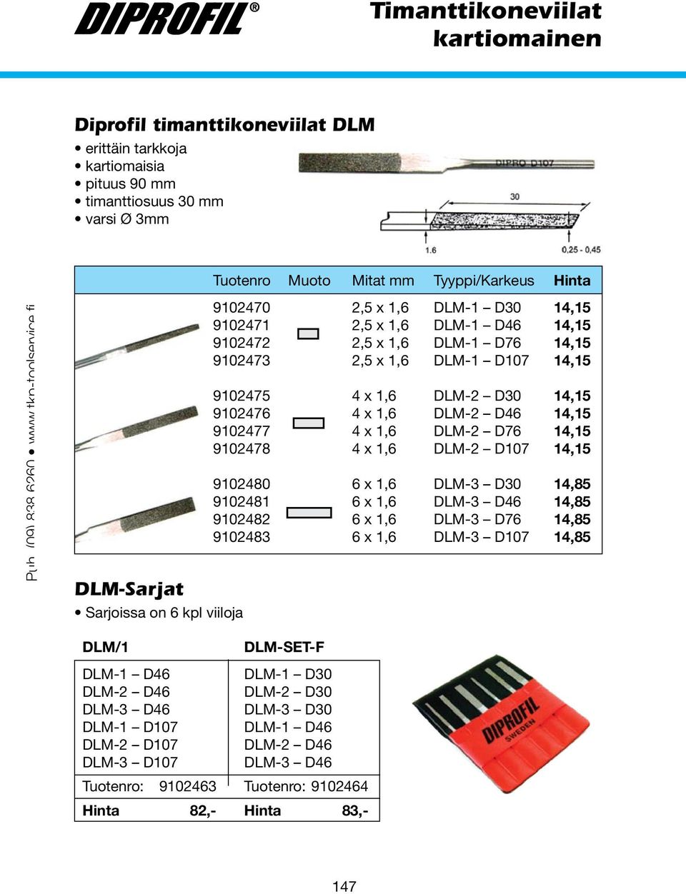 14,15 9102473 2,5 x 1,6 DLM-1 D107 14,15 9102475 4 x 1,6 DLM-2 D30 14,15 9102476 4 x 1,6 DLM-2 D46 14,15 9102477 4 x 1,6 DLM-2 D76 14,15 9102478 4 x 1,6 DLM-2 D107 14,15 9102480 6 x 1,6 DLM-3 D30
