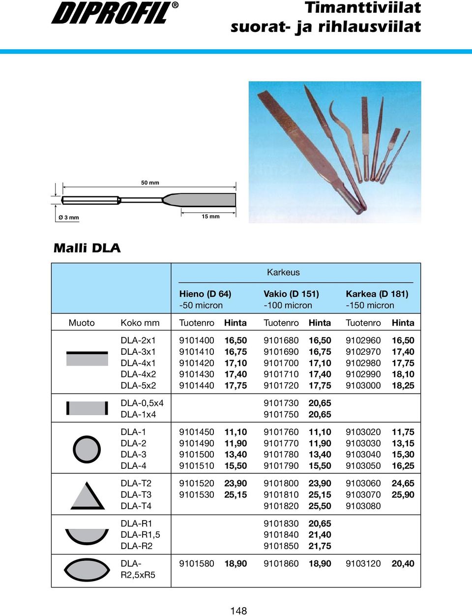 18,10 DLA-5x2 9101440 17,75 9101720 17,75 9103000 18,25 DLA-0,5x4 9101730 20,65 DLA-1x4 9101750 20,65 DLA-1 9101450 11,10 9101760 11,10 9103020 11,75 DLA-2 9101490 11,90 9101770 11,90 9103030 13,15