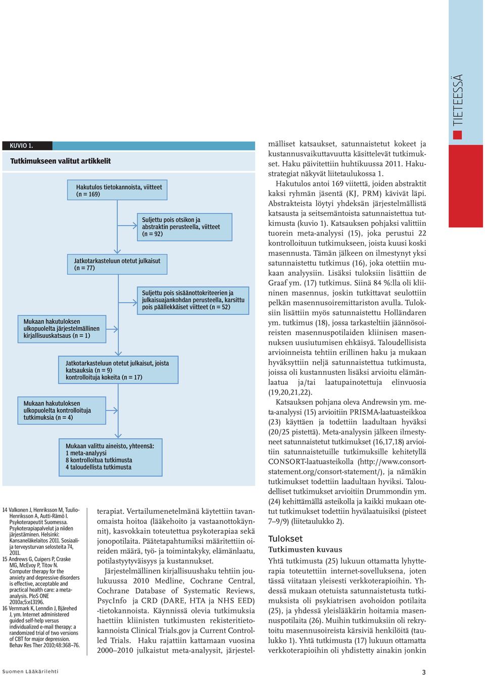 Henriksson M, Tuulio- Henriksson A, Autti-Rämö I. Psykoterapeutit Suomessa. Psykoterapiapalvelut ja niiden järjestäminen. Helsinki: Kansaneläkelaitos 2011.