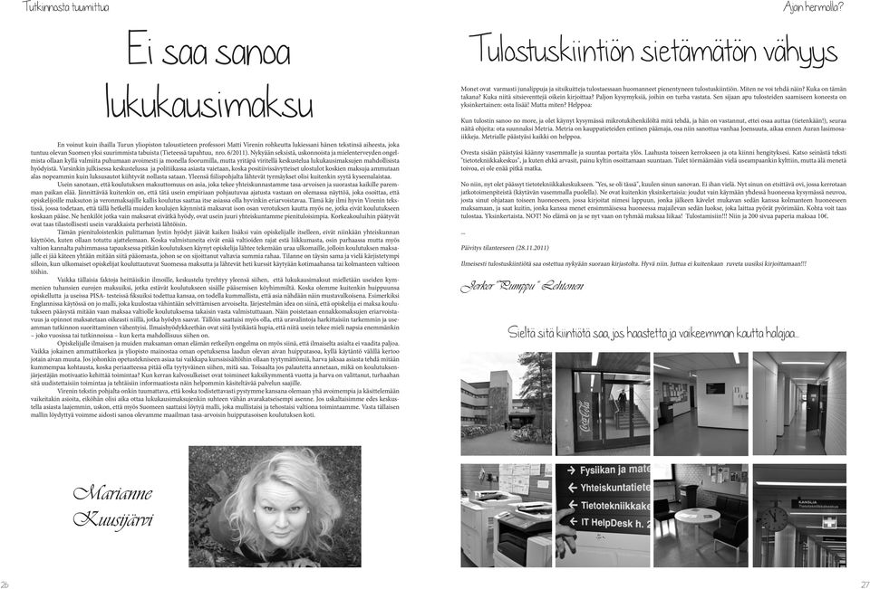 tabuista (Tieteessä tapahtuu, nro. 6/2011).