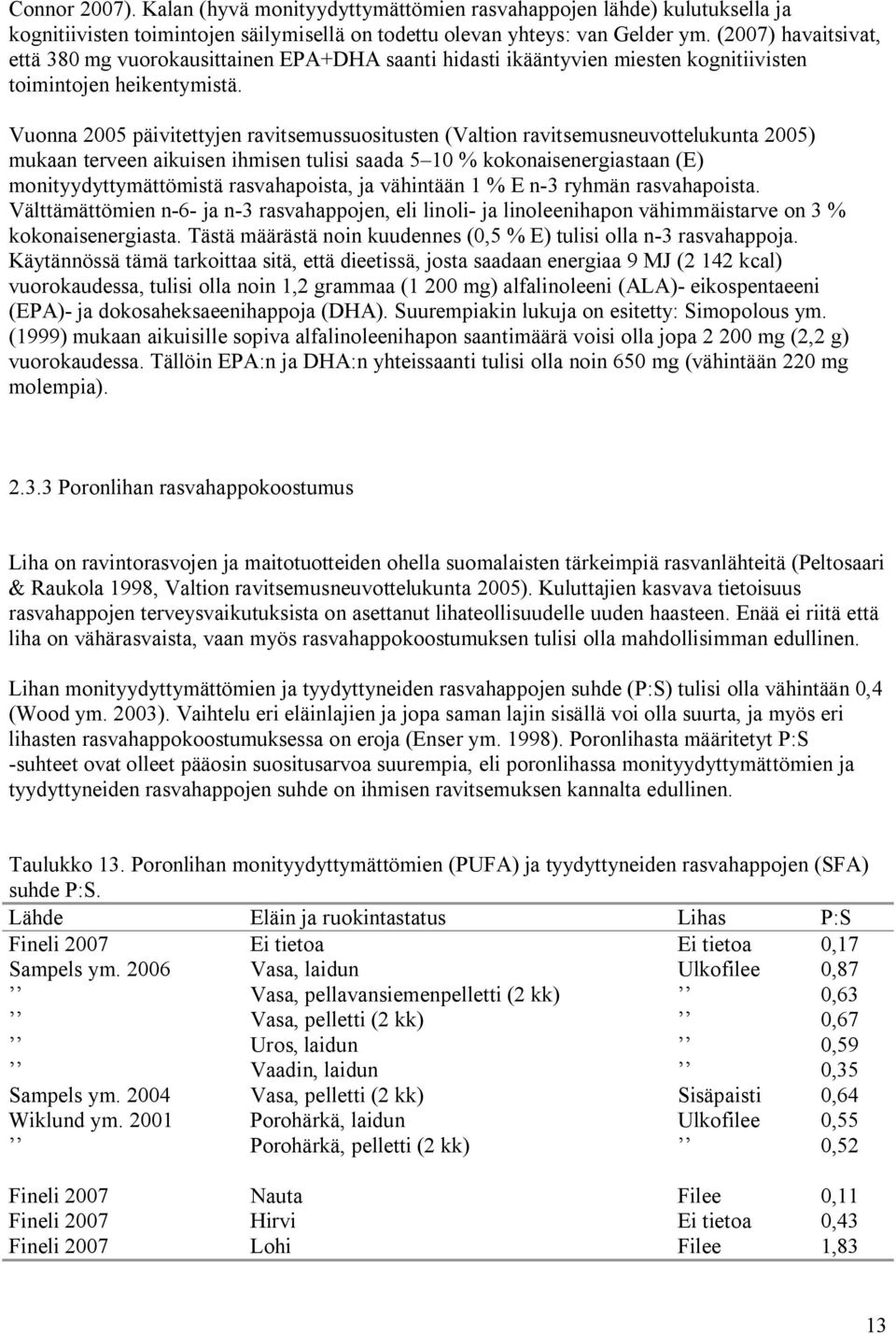 Vuonna 2005 päivitettyjen ravitsemussuositusten (Valtion ravitsemusneuvottelukunta 2005) mukaan terveen aikuisen ihmisen tulisi saada 5 10 % kokonaisenergiastaan (E) monityydyttymättömistä