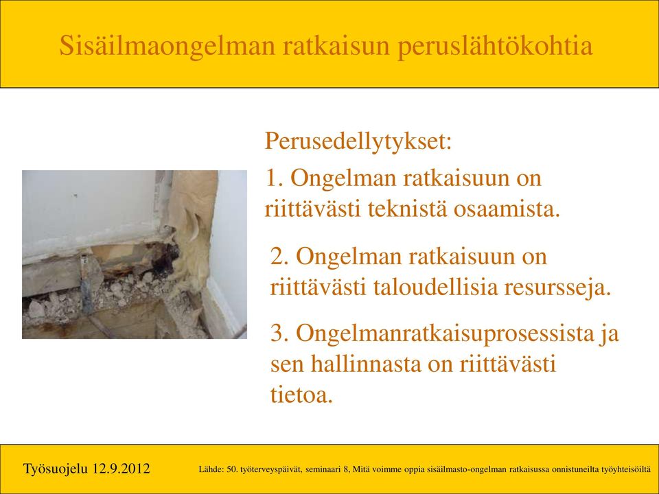 Ongelman ratkaisuun on riittävästi taloudellisia resursseja. 3.