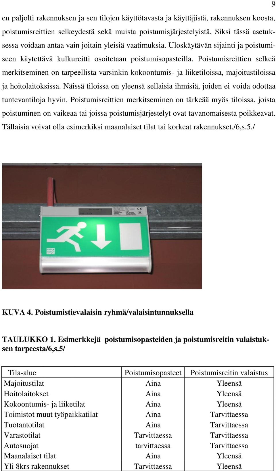 Poistumisreittien selkeä merkitseminen on tarpeellista varsinkin kokoontumis- ja liiketiloissa, majoitustiloissa ja hoitolaitoksissa.