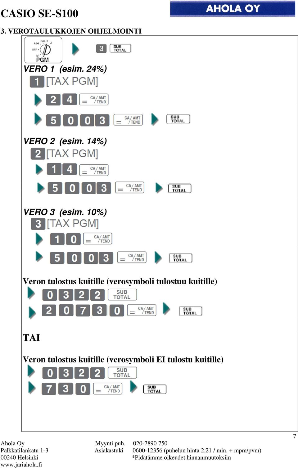 10%) Veron tulostus kuitille (verosymboli tulostuu