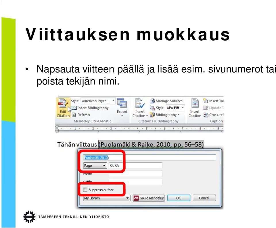 ja lisää esim.