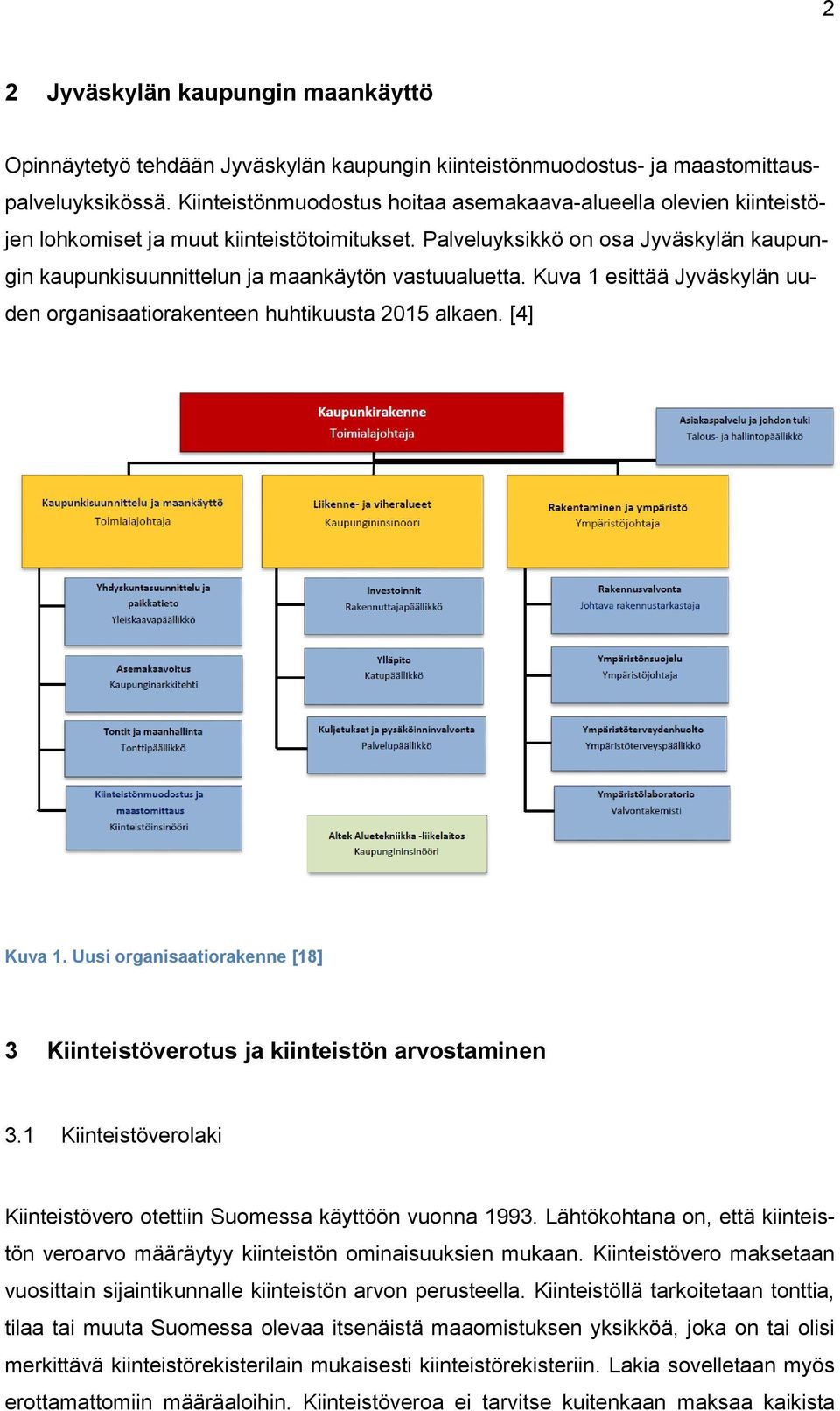 Palveluyksikkö on osa Jyväskylän kaupungin kaupunkisuunnittelun ja maankäytön vastuualuetta. Kuva 1 esittää Jyväskylän uuden organisaatiorakenteen huhtikuusta 2015 alkaen. [4] Kuva 1.