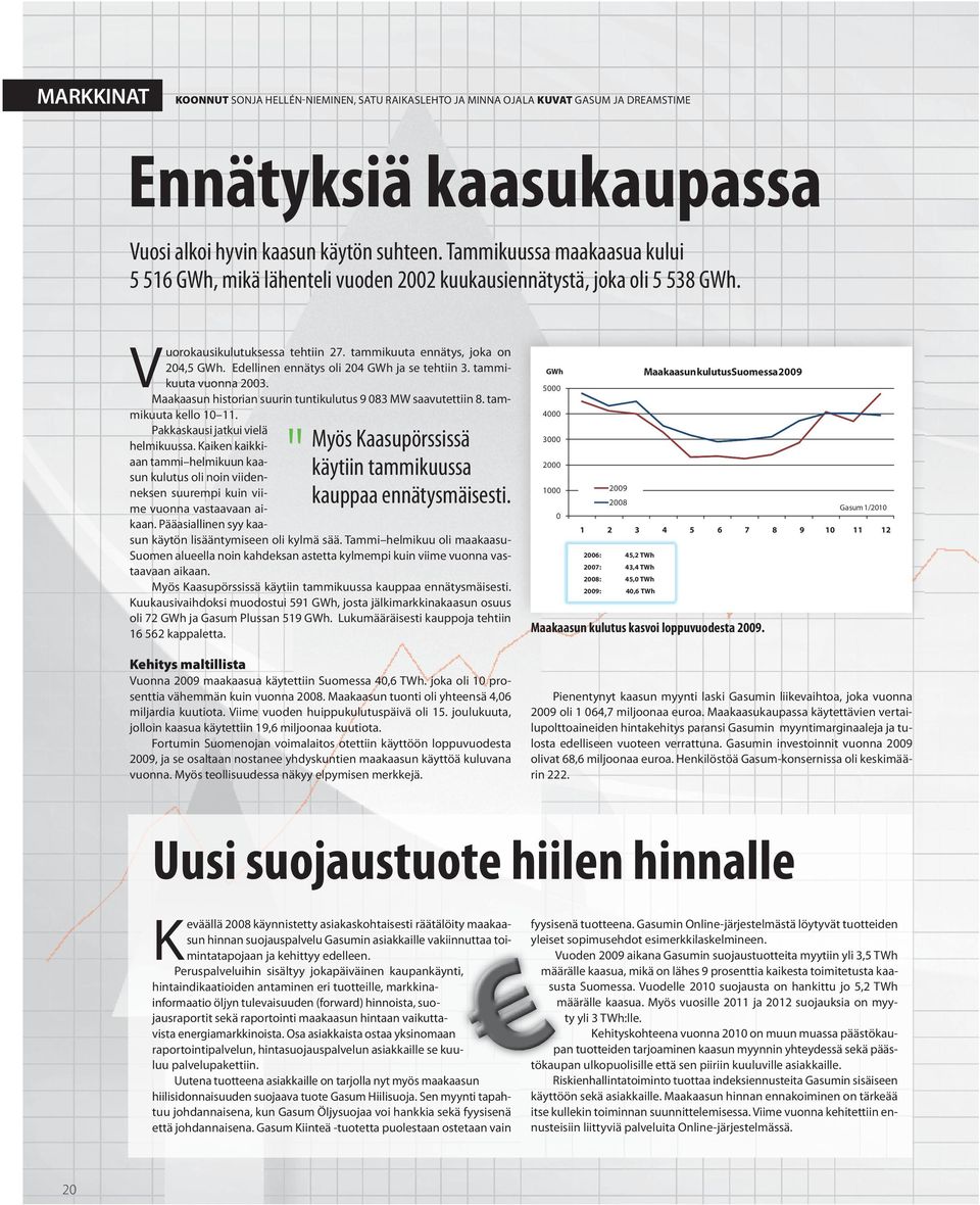 Edellinen ennätys oli 204 GWh ja se tehtiin 3. tammikuuta vuonna 2003. Maakaasun historian suurin tuntikulutus 9 083 MW saavutettiin 8. tammikuuta kello 10 11.