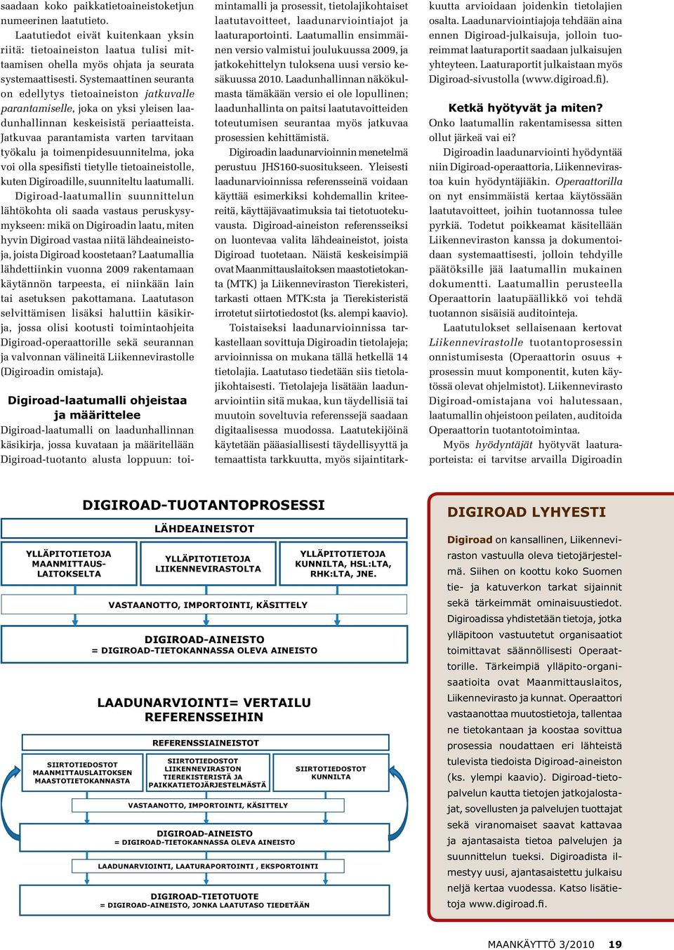 Jatkuvaa parantamista varten tarvitaan työkalu ja toimenpidesuunnitelma, joka voi olla spesifisti tietylle tietoaineistolle, kuten Digiroadille, suunniteltu laatumalli.