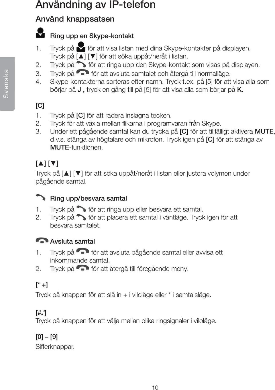 på [5] för att visa alla som börjar på J, tryck en gång till på [5] för att visa alla som börjar på K. [C] 1. Tryck på [C] för att radera inslagna tecken. 2.