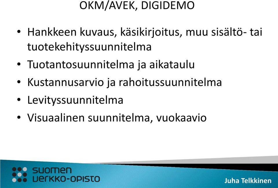 aikataulu Kustannusarvio ja rahoitussuunnitelma
