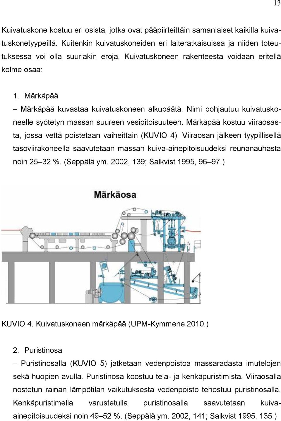 Märkäpää Märkäpää kuvastaa kuivatuskoneen alkupäätä. Nimi pohjautuu kuivatuskoneelle syötetyn massan suureen vesipitoisuuteen.