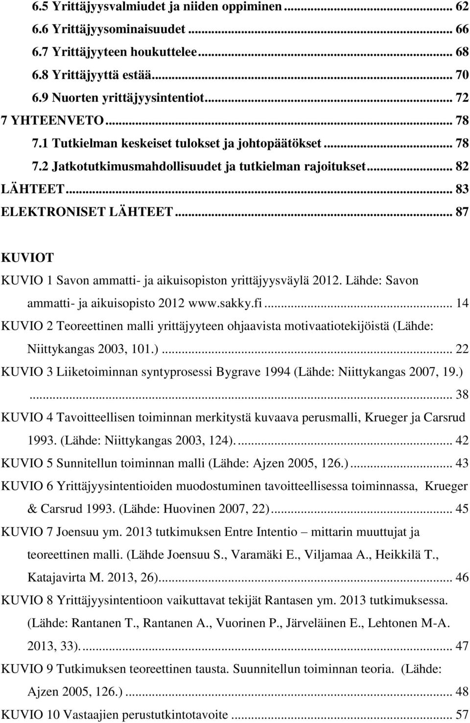 .. 87 KUVIOT KUVIO 1 Savon ammatti- ja aikuisopiston yrittäjyysväylä 2012. Lähde: Savon ammatti- ja aikuisopisto 2012 www.sakky.fi.