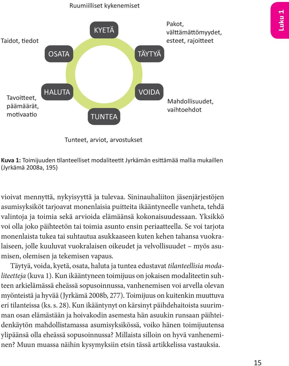 Sininauhaliiton jäsenjärjestöjen asumisyksiköt tarjoavat monenlaisia puitteita ikääntyneelle vanheta, tehdä valintoja ja toimia sekä arvioida elämäänsä kokonaisuudessaan.