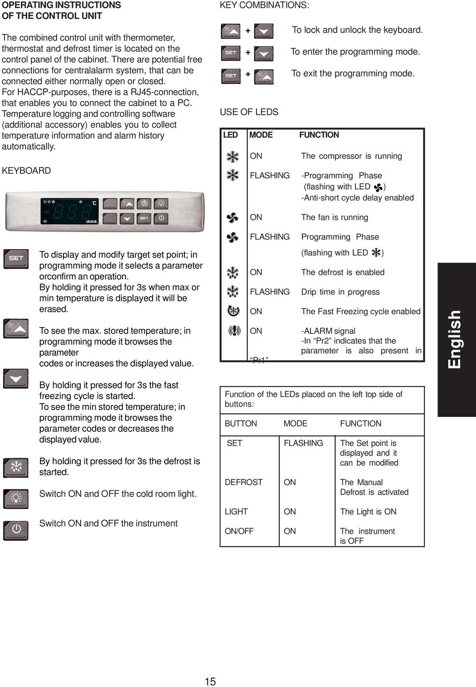 For HACCP-purposes, there is a RJ45-connection, that enables you to connect the cabinet to a PC.