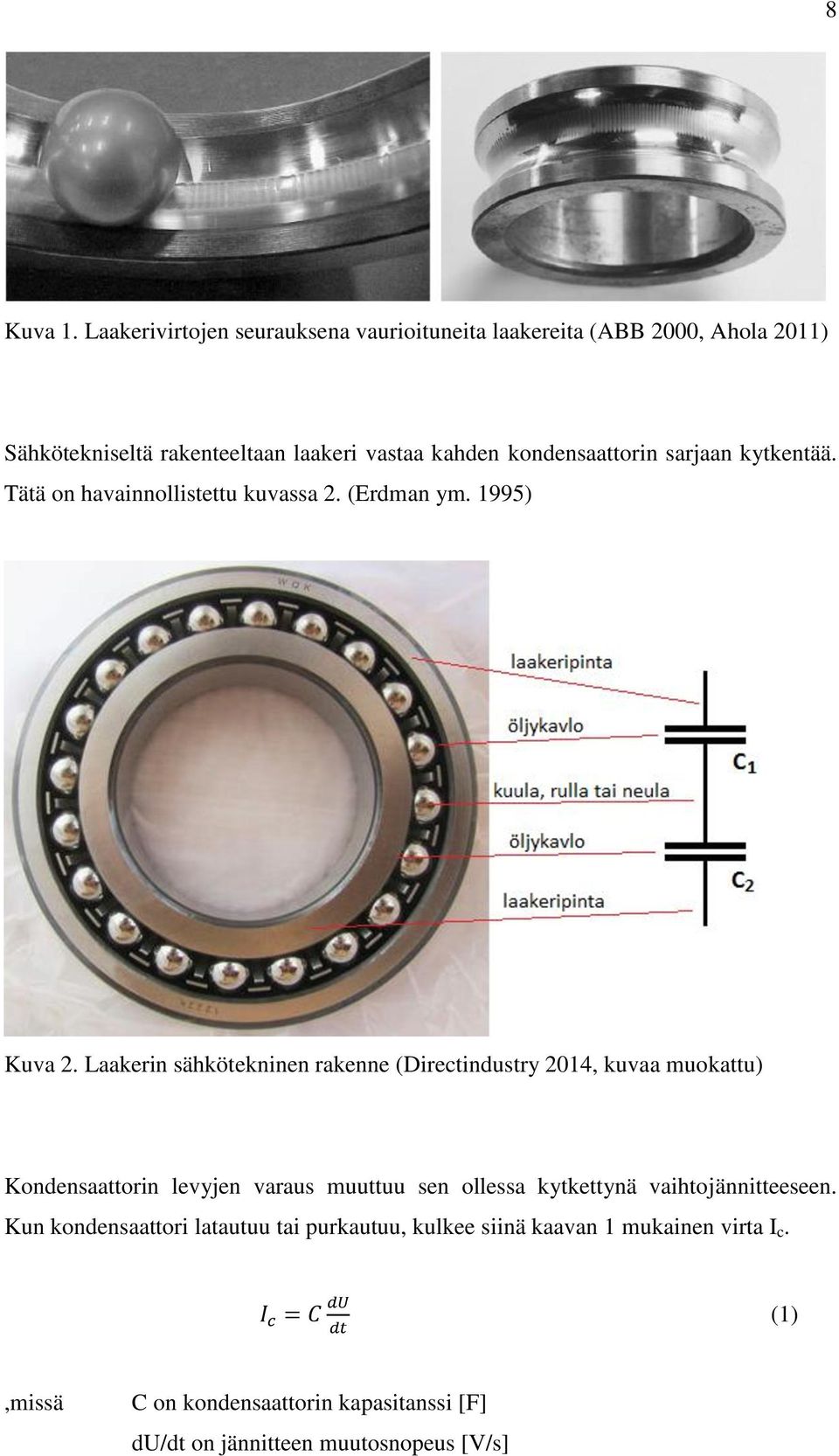 kondensaattorin sarjaan kytkentää. Tätä on havainnollistettu kuvassa 2. (Erdman ym. 1995) Kuva 2.