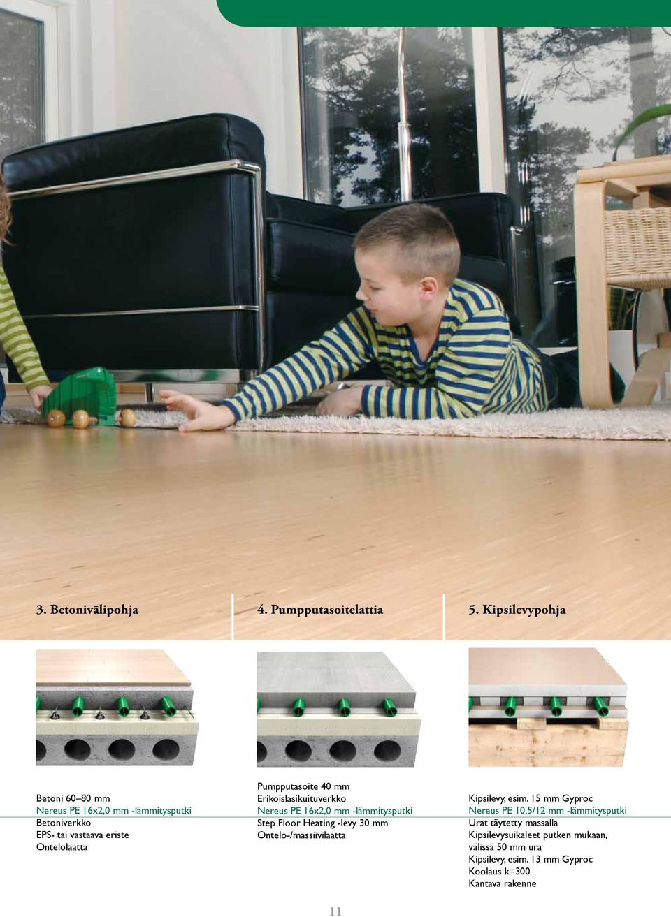 Pumpputasoite 40 mm Erikoislasikuituverkko Nereus PE 16x2,0 mm -lämmitysputki Step Floor Heating -levy 30 mm